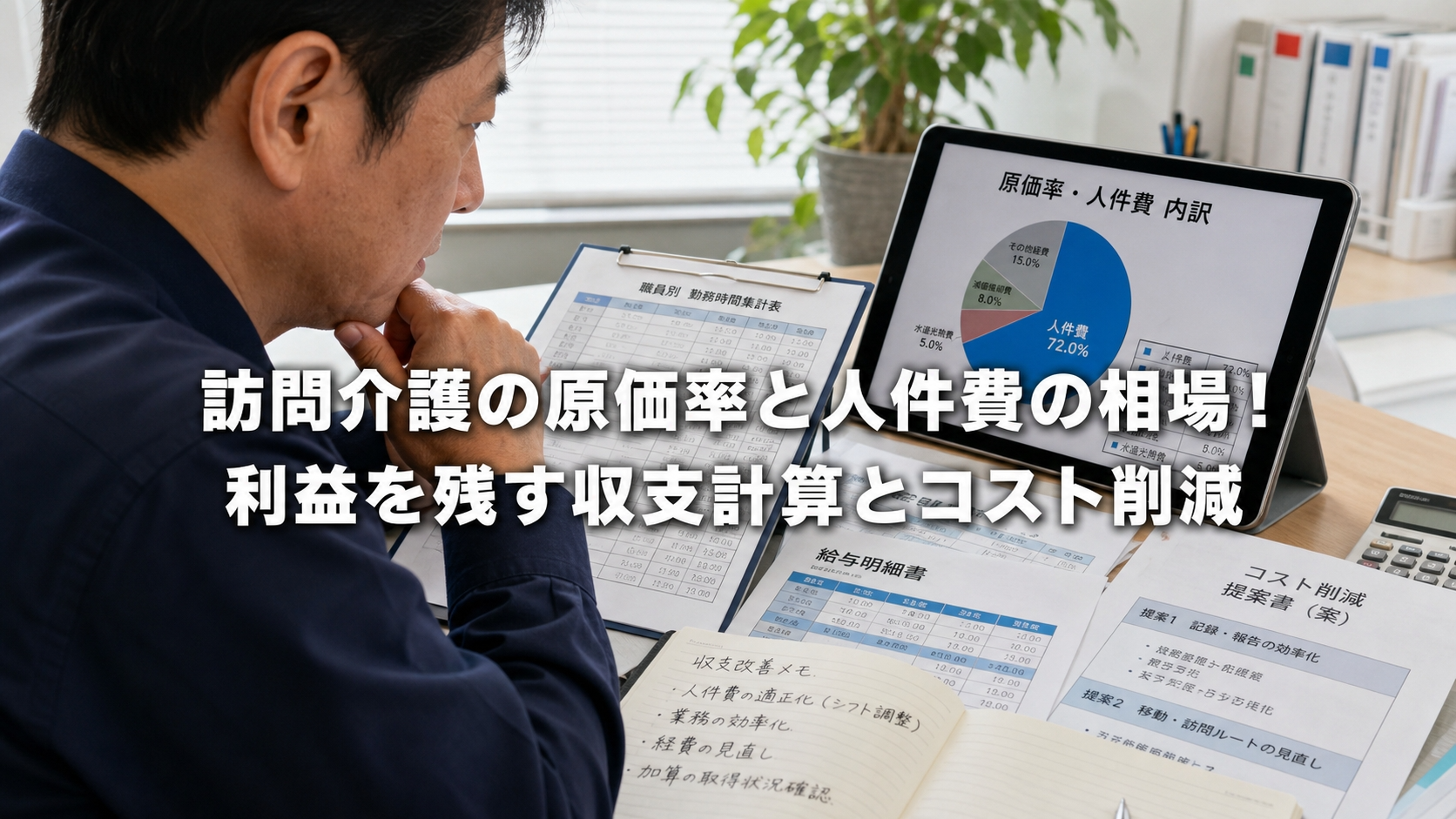 訪問介護の原価率と人件費の相場！利益を残す収支計算とコスト削減