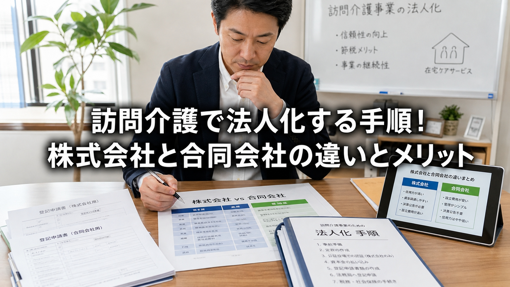 訪問介護で法人化する手順！株式会社と合同会社の違いとメリット