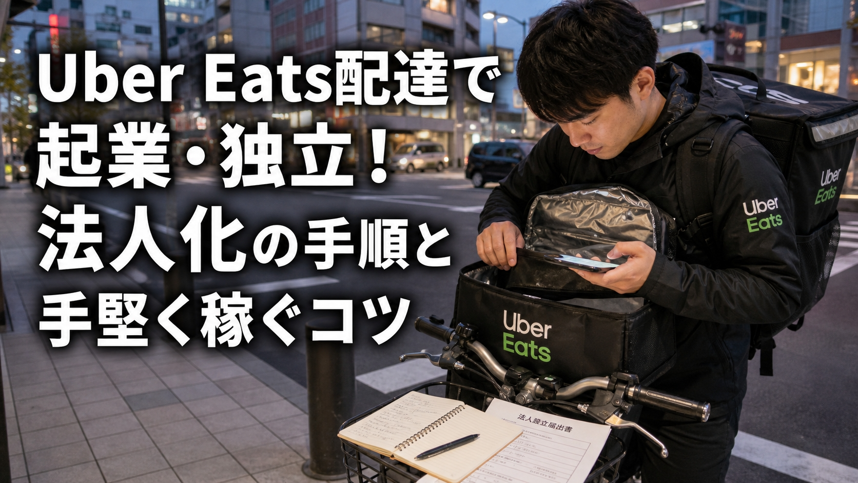 Uber Eats配達で起業・独立！法人化の手順と手堅く稼ぐコツ