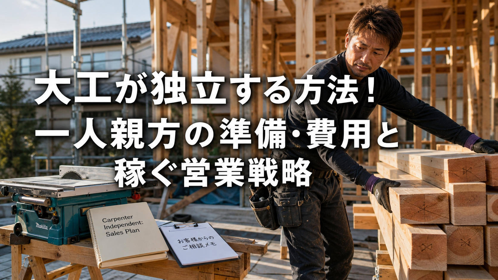 大工が独立する方法！一人親方の準備・費用と稼ぐ営業戦略