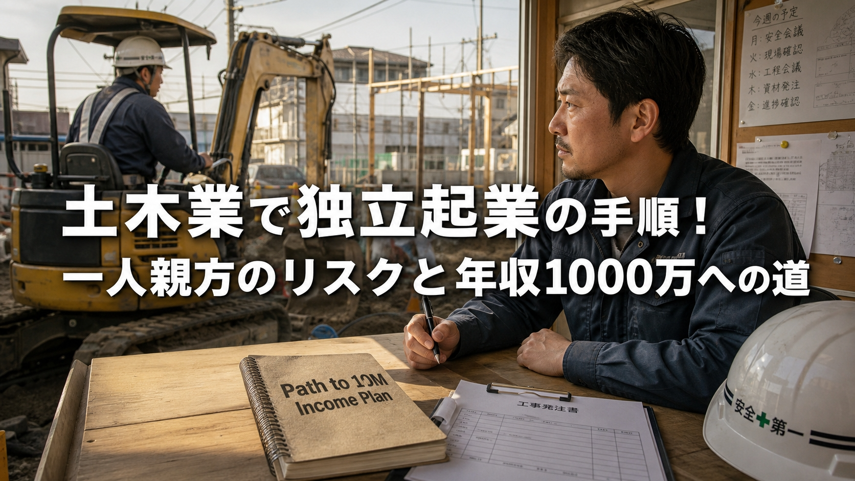 土木業で独立起業の手順！一人親方のリスクと年収1000万への道