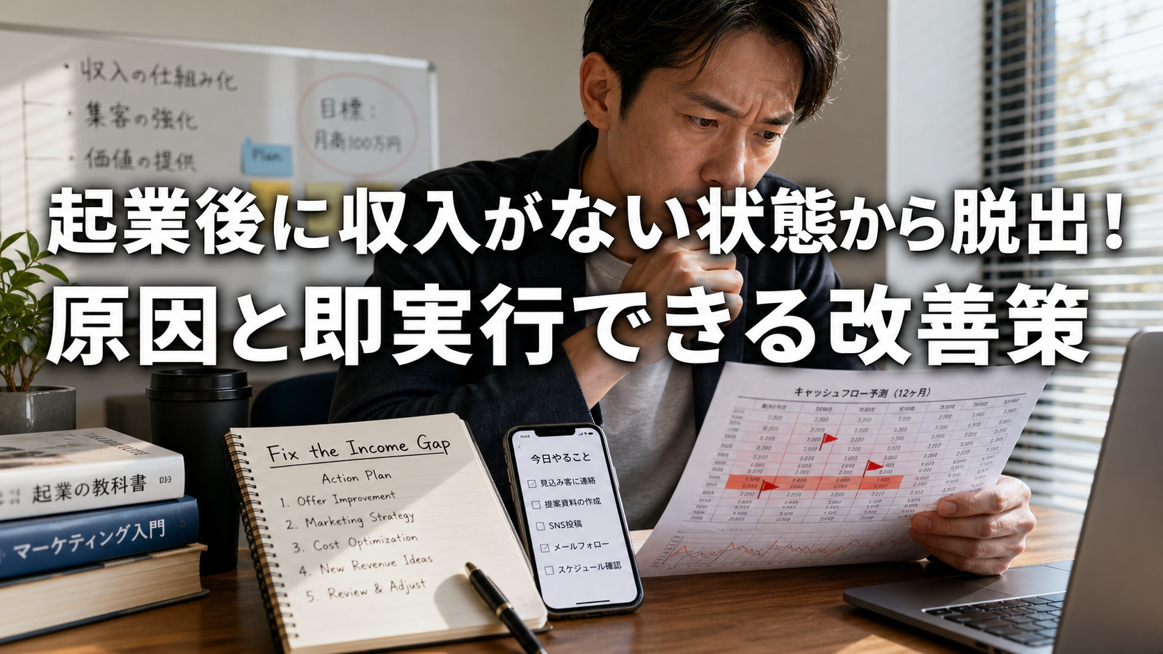 起業後に収入がない状態から脱出！原因と即実行できる改善策