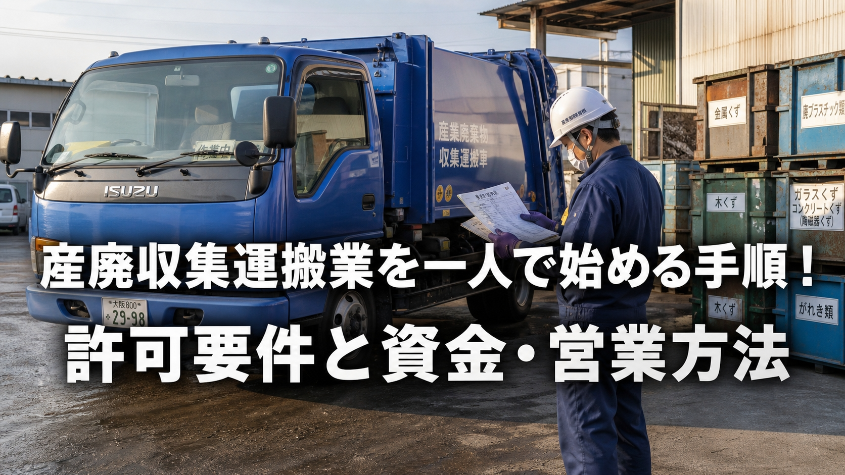 産廃収集運搬業を一人で始める手順！許可要件と資金・営業方法