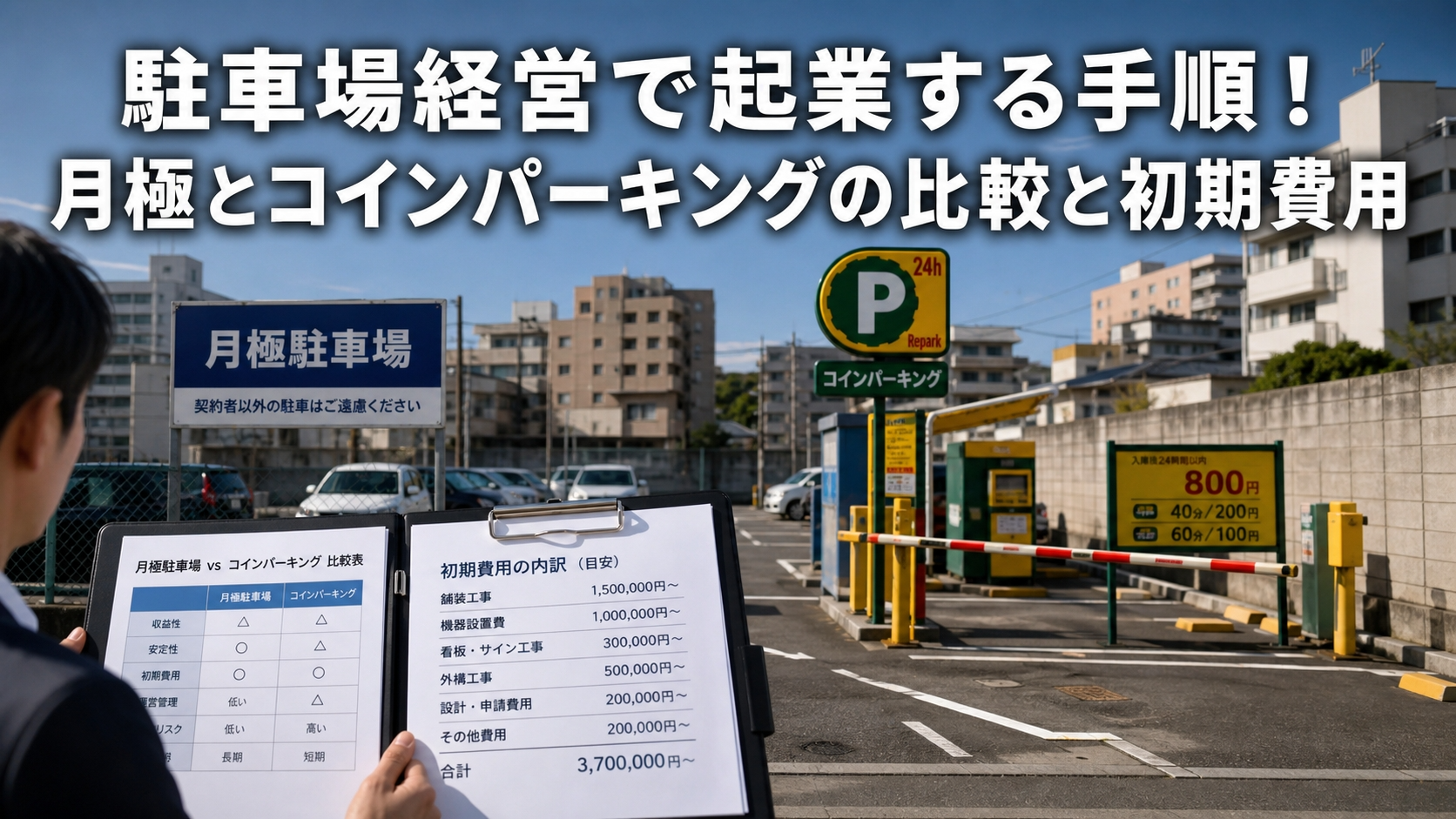 駐車場経営で起業する手順！月極とコインパーキングの比較と初期費用