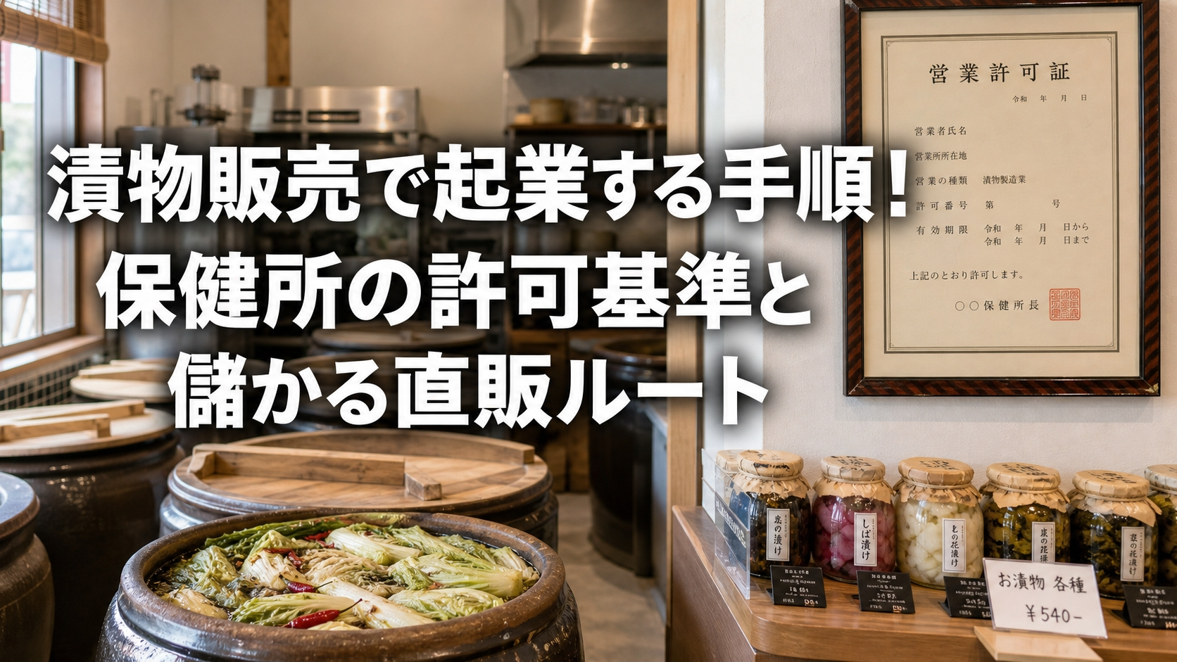 漬物を個人で販売するには?漬物屋の開業に必要な許可と加工場の条件・販売ルート
