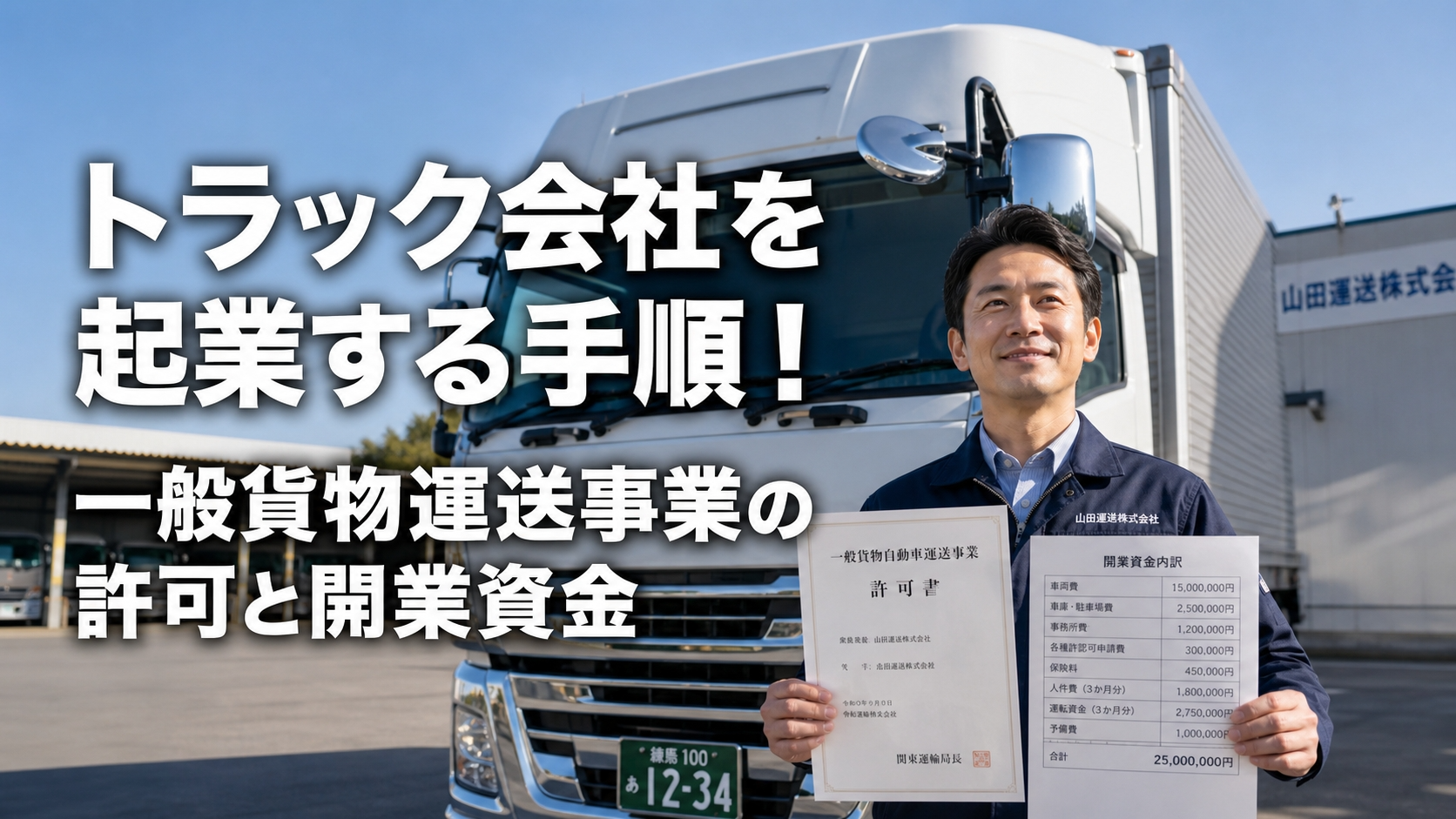 トラック会社を起業する手順！一般貨物運送事業の許可と開業資金