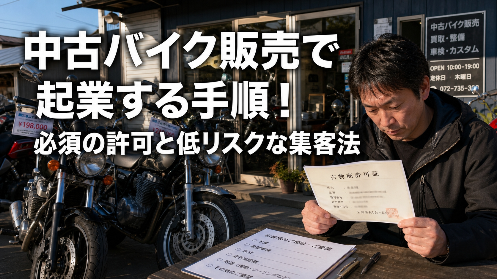 中古バイク販売で起業する手順！必須の許可と低リスクな集客法