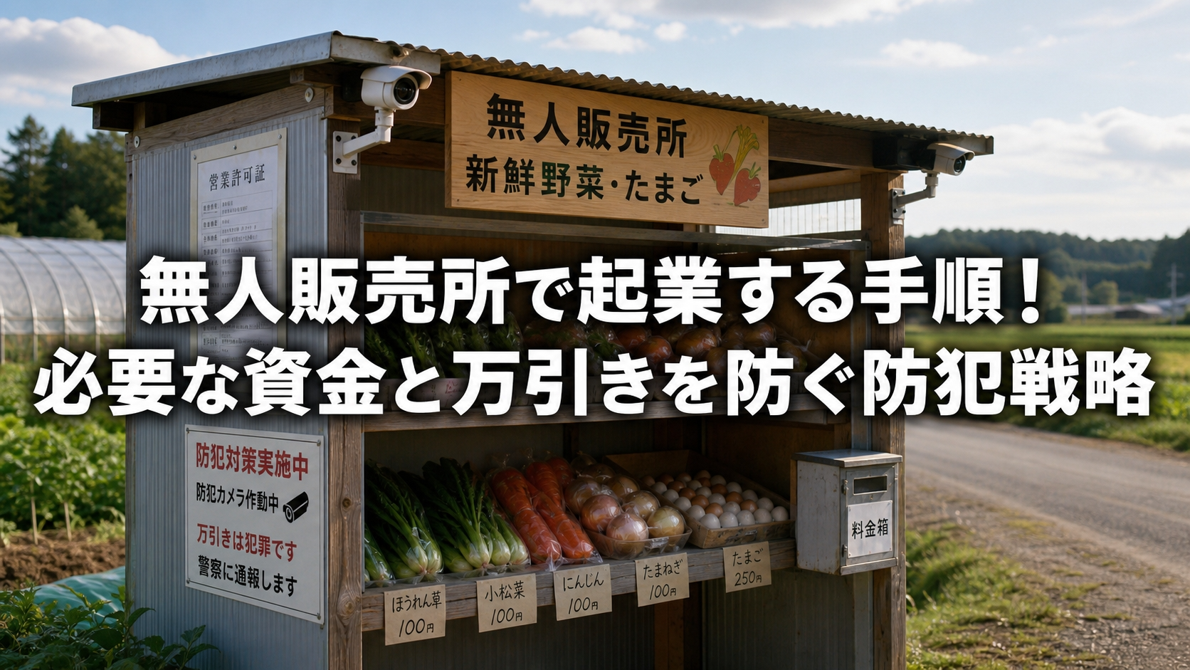 無人販売所で起業する手順！必要な資金と万引きを防ぐ防犯戦略