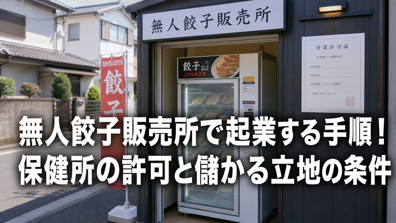 冷凍餃子自販機で起業する手順！保健所の許可と儲かる立地の見極め