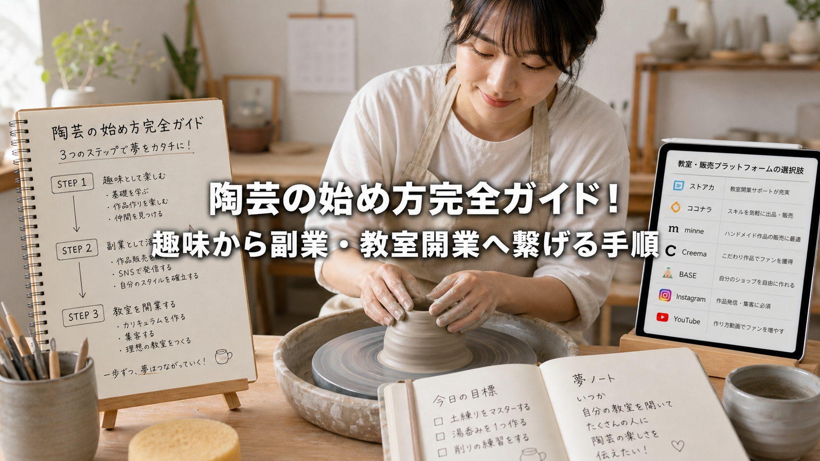 陶芸の始め方完全ガイド！趣味から副業・教室開業へ繋げる手順