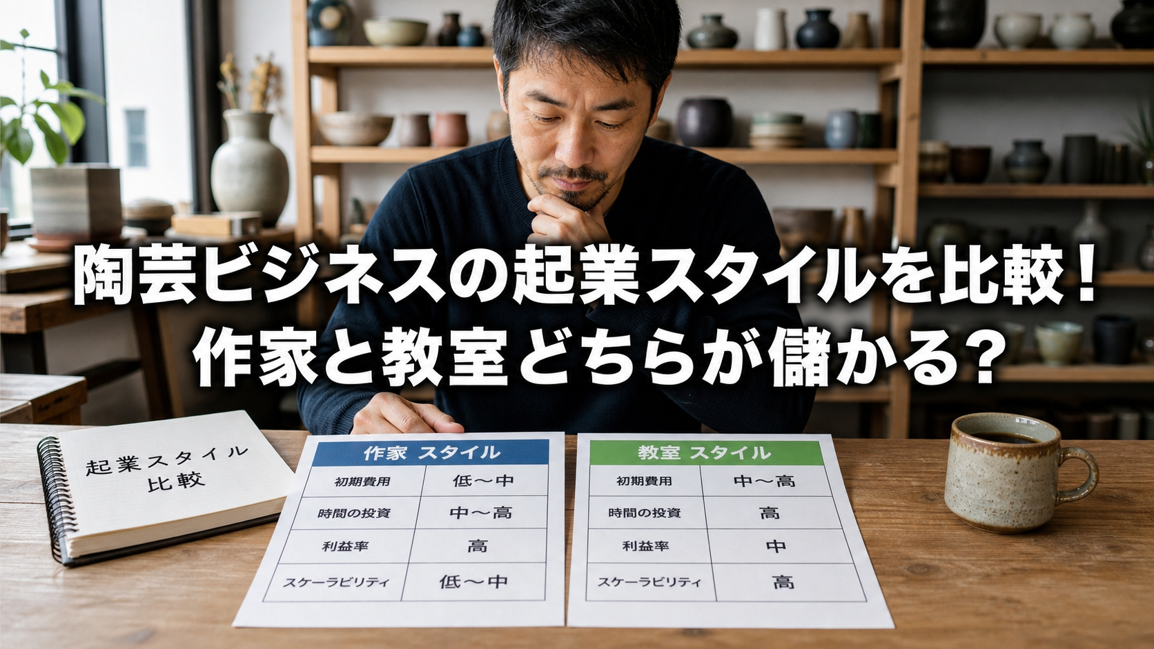陶芸ビジネスの起業スタイルを比較！作家と教室どちらが儲かる？