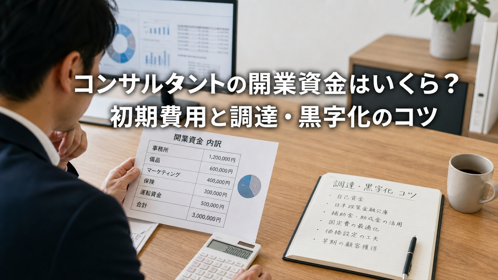 コンサルタントの開業資金はいくら？初期費用と調達・黒字化のコツ