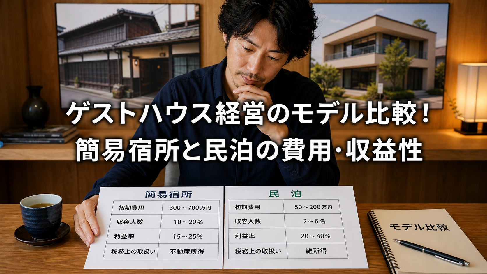 ゲストハウス経営のモデル比較！簡易宿所と民泊の費用・収益性