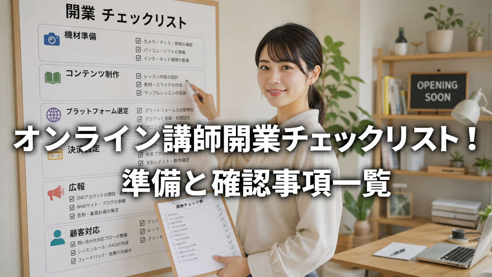 オンライン講師開業チェックリスト！準備と確認事項一覧