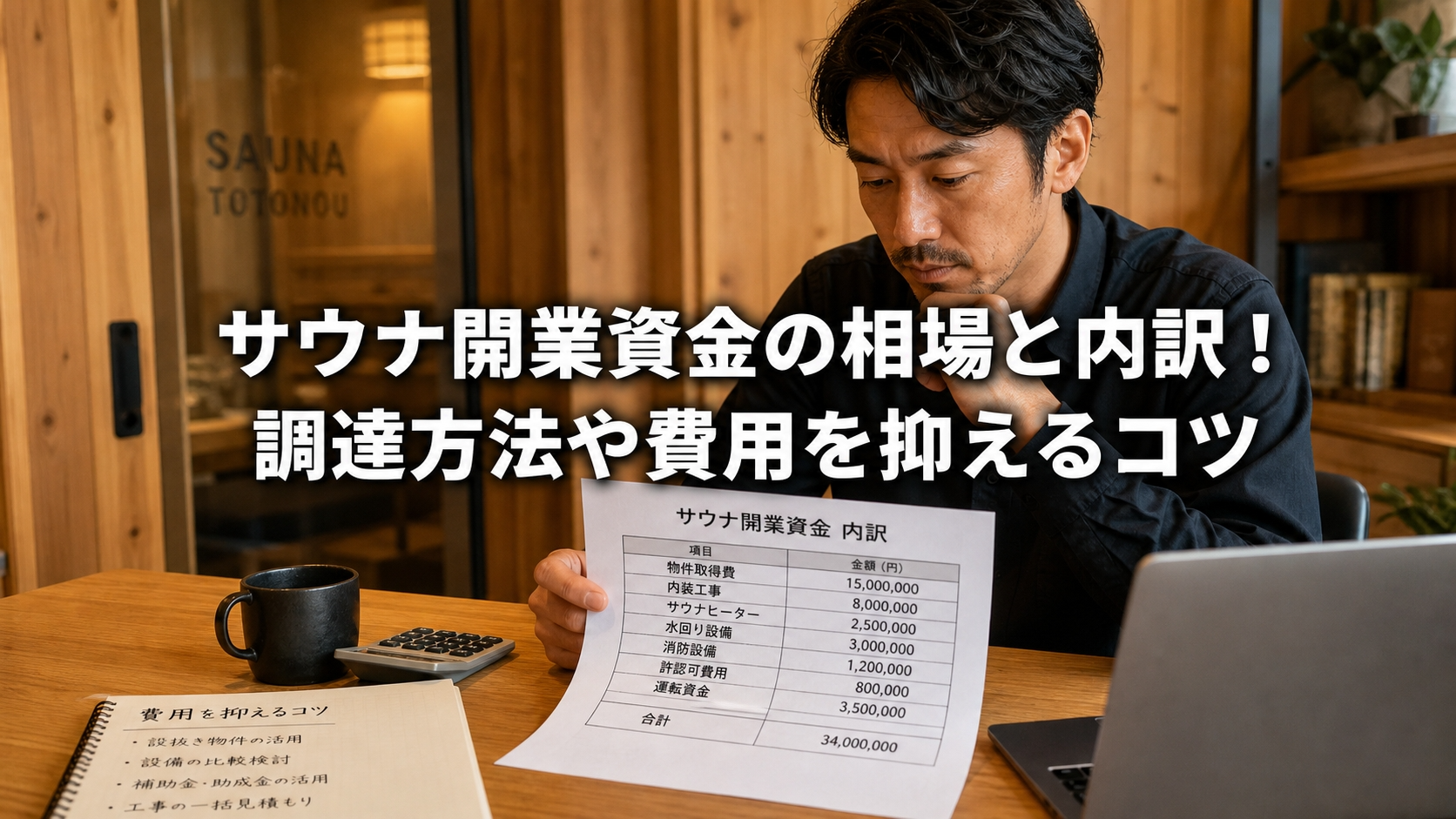 サウナ開業資金の相場と内訳！調達方法や費用を抑えるコツ