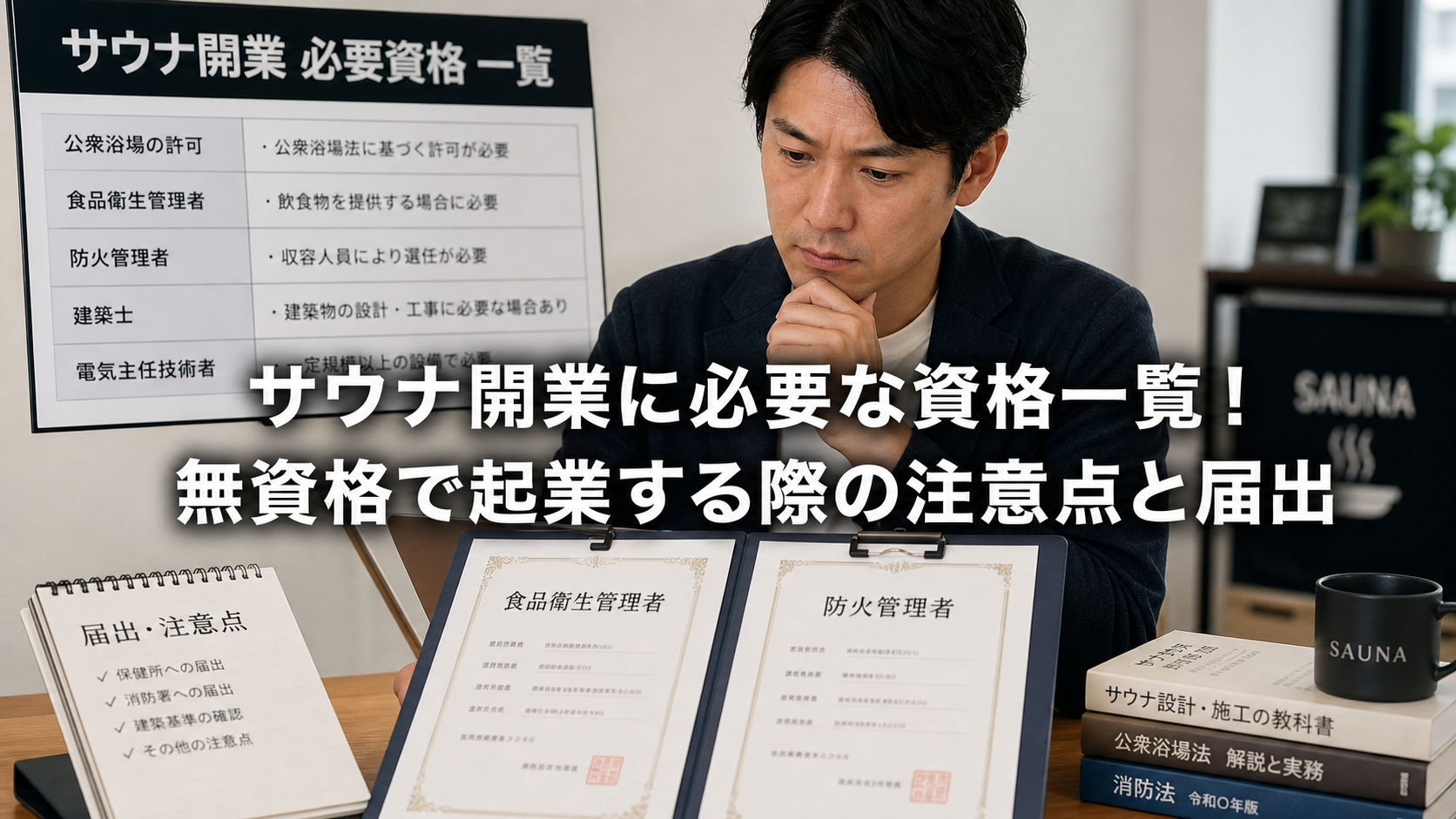 サウナ開業に必要な資格一覧！無資格で起業する際の注意点と届出