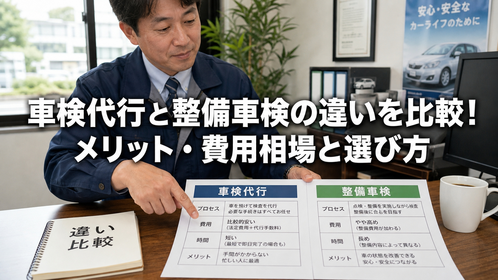 車検代行と整備車検の違いを比較！メリット・費用相場と選び方