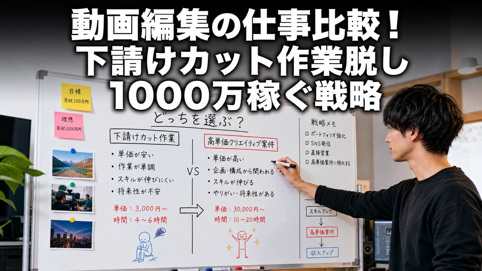 動画編集の仕事比較！下請けカット作業脱し1000万稼ぐ戦略