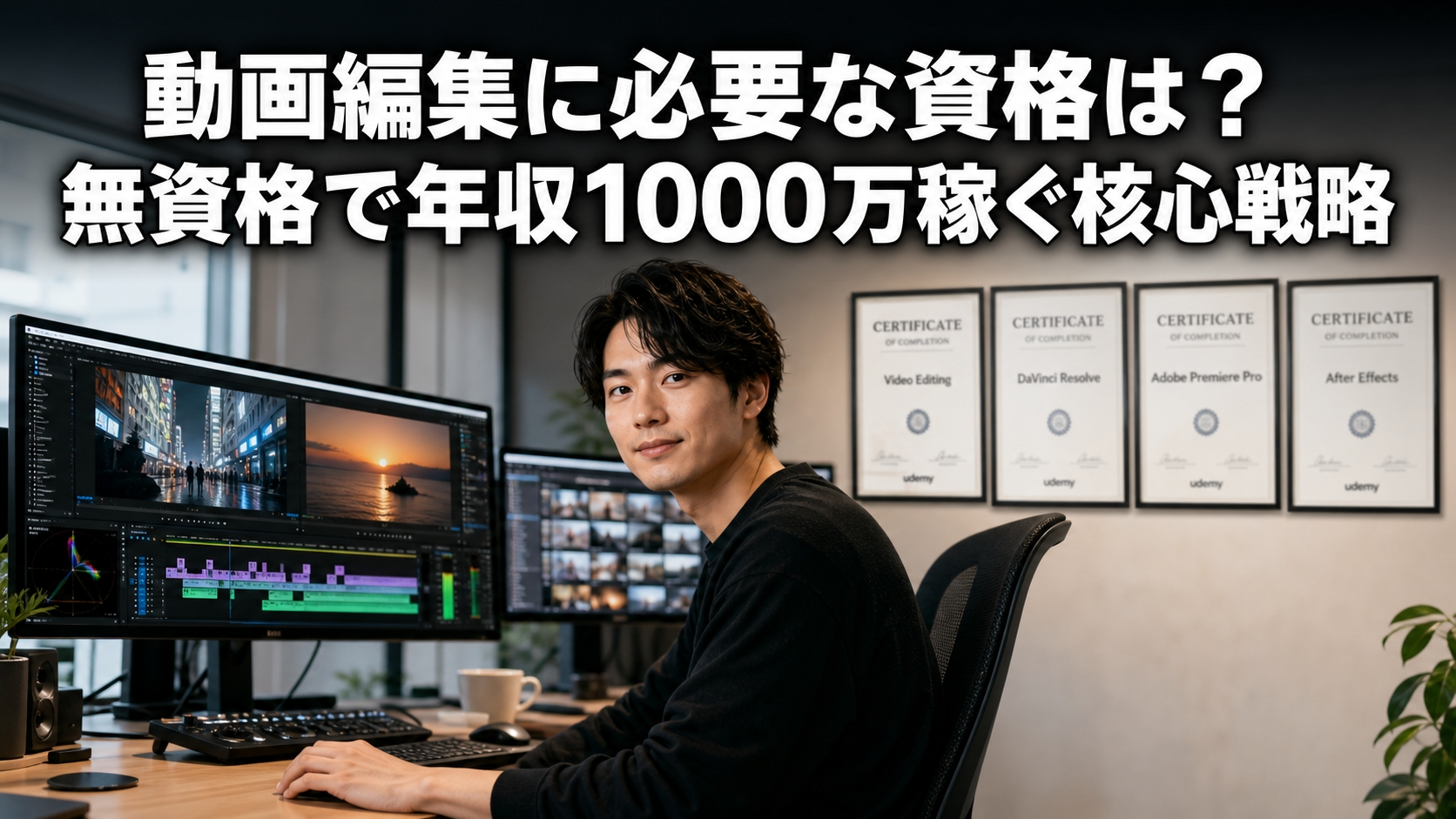 動画編集に必要な資格は？無資格で年収1000万稼ぐ核心戦略