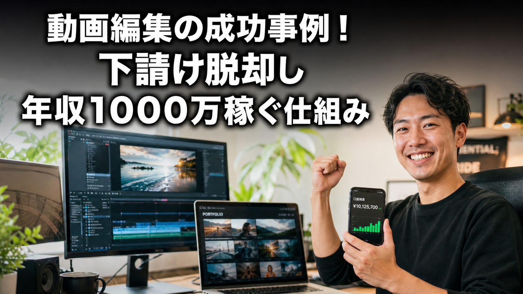 動画編集の成功事例！下請け脱却し年収1000万稼ぐ仕組み