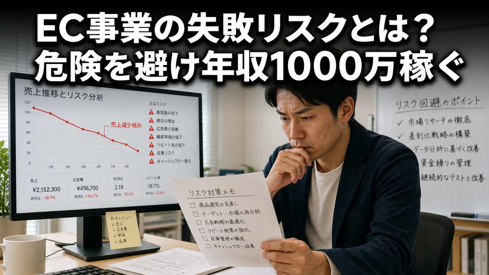 EC事業の失敗リスクとは？危険を避け年収1000万稼ぐ