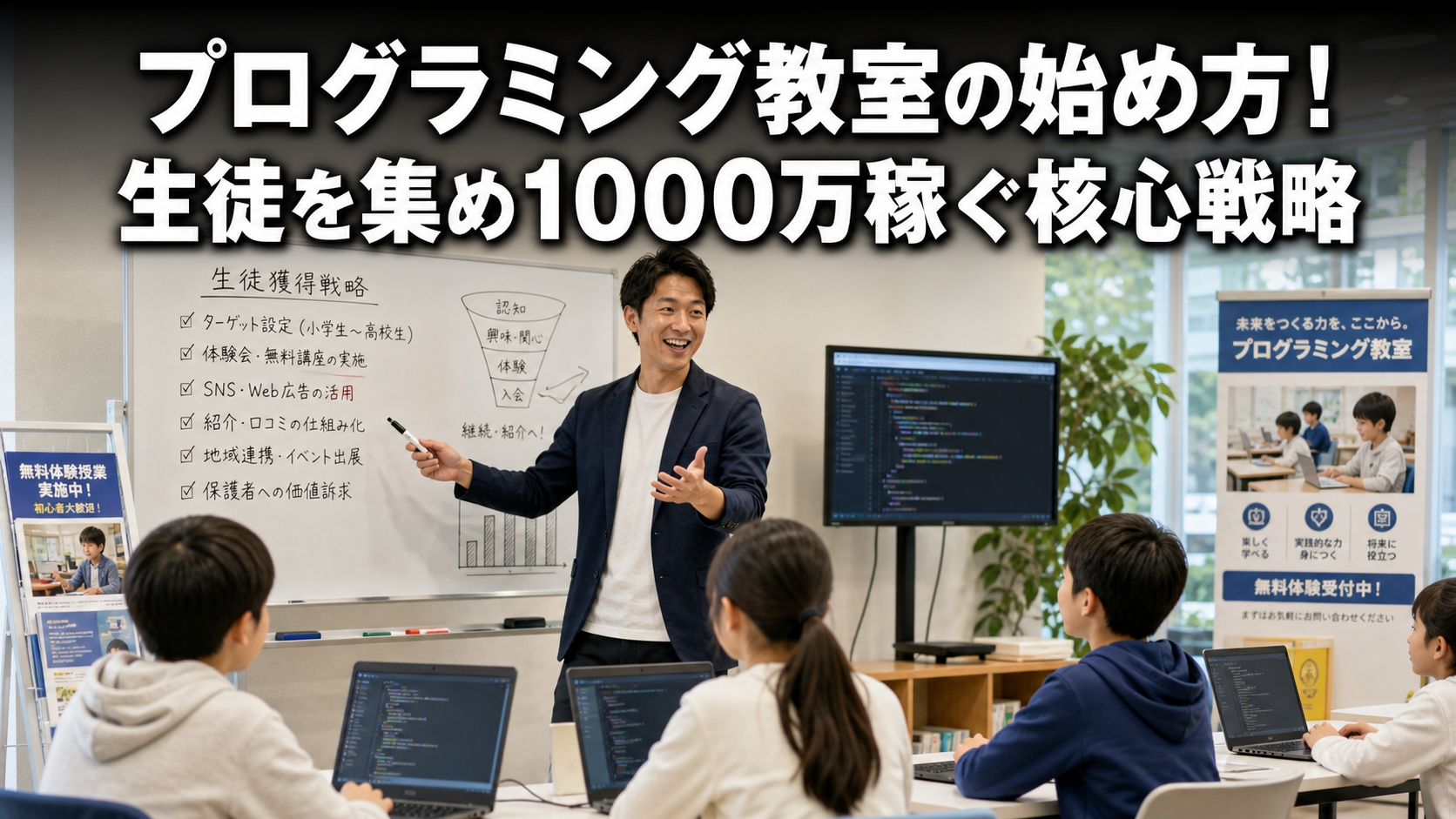 プログラミング教室の始め方！生徒を集め1000万稼ぐ核心戦略