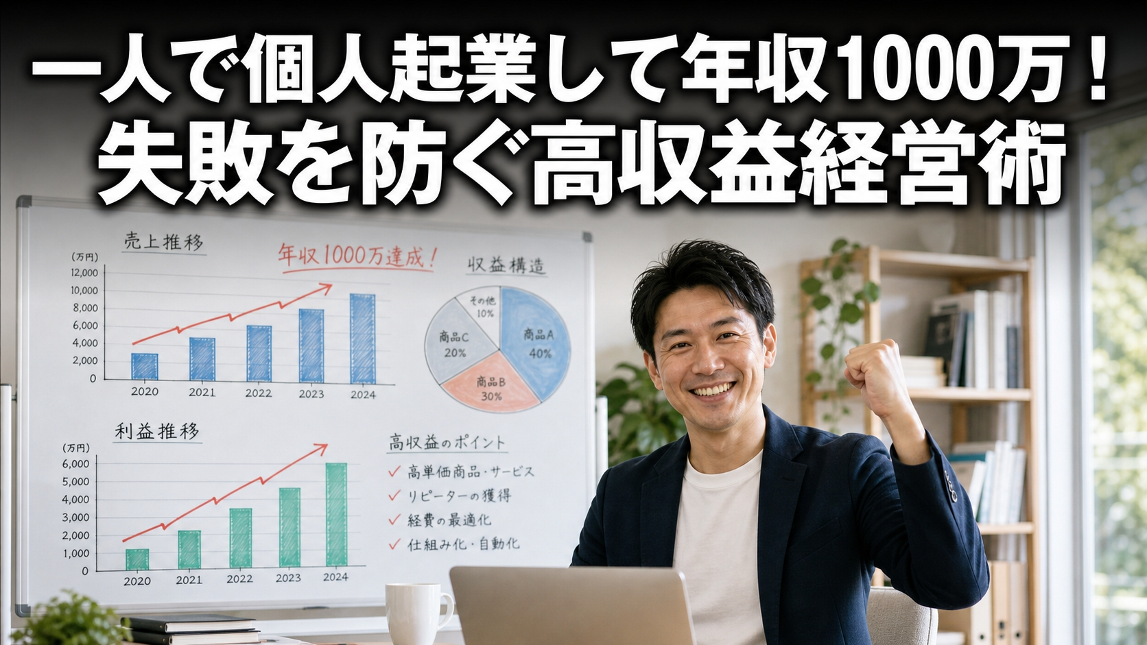 一人で個人起業して年収1000万！失敗を防ぐ高収益経営術