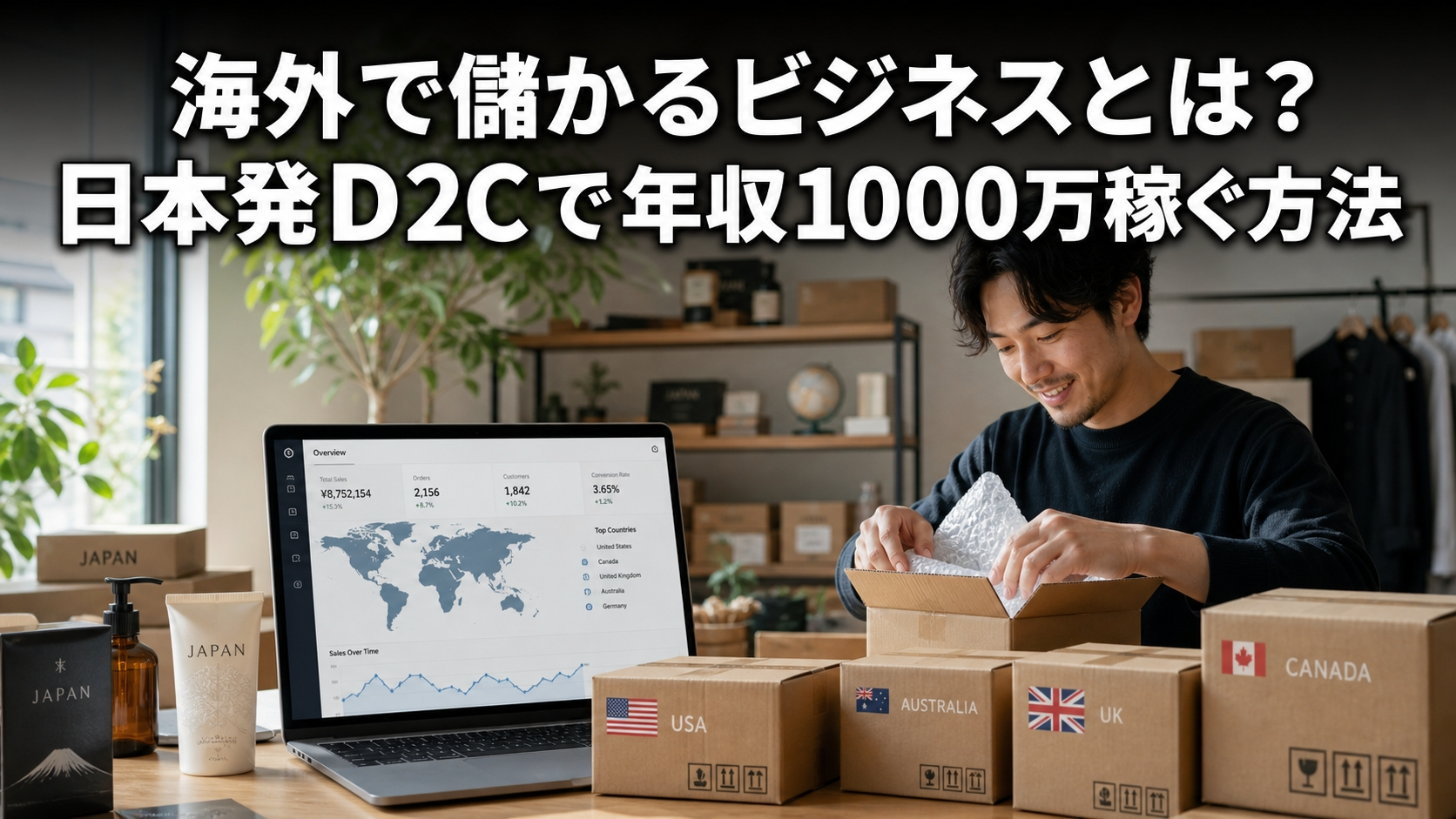 海外で儲かるビジネスとは？日本発D2Cで年収1000万稼ぐ方法