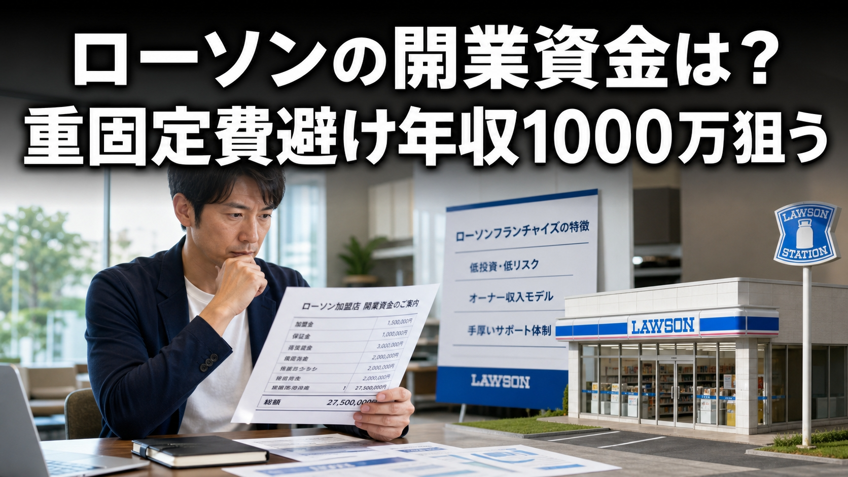 ローソンの開業資金は？重固定費避け年収1000万狙う