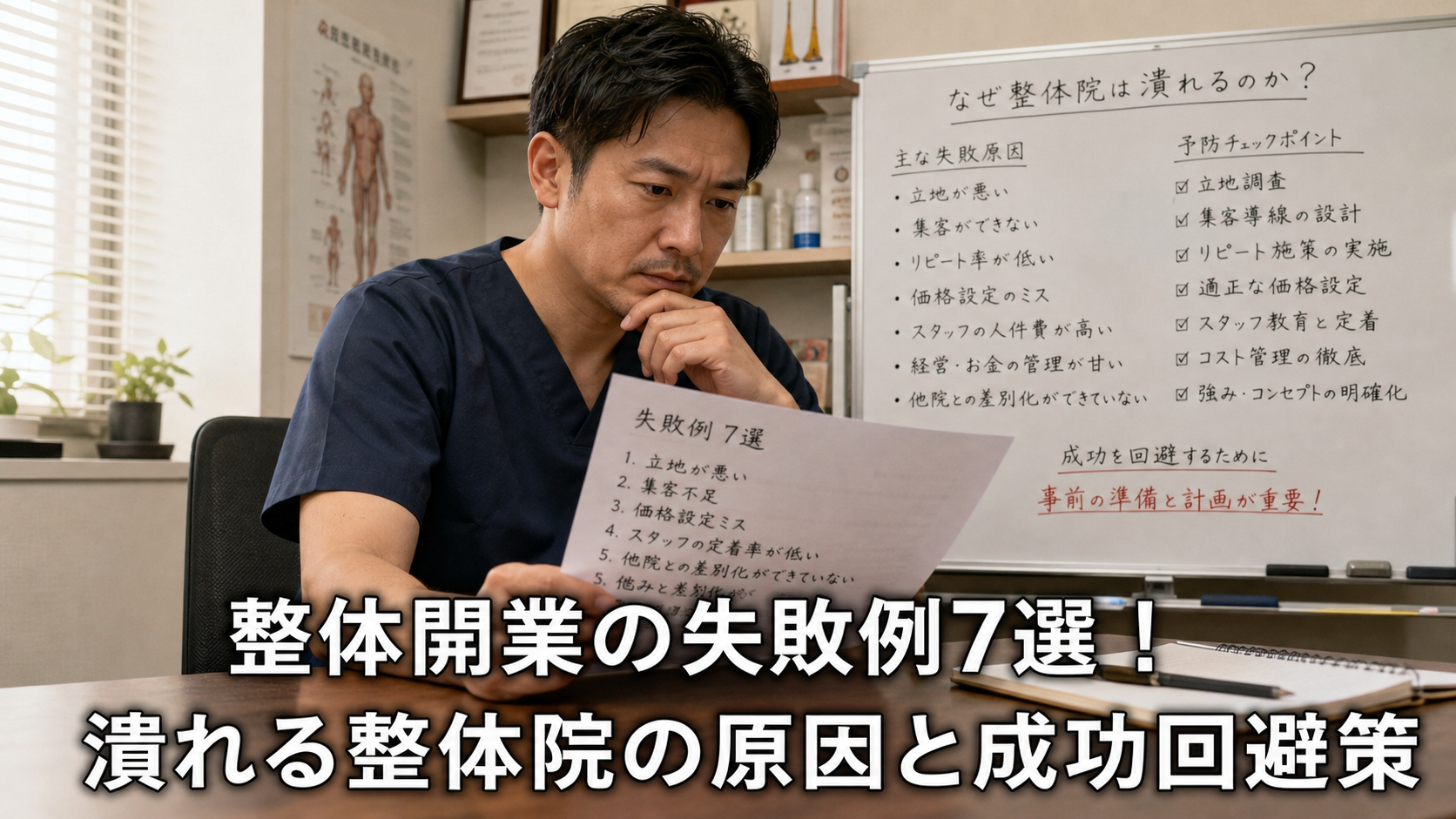 整体開業の失敗例7選！潰れる整体院の原因と成功回避策