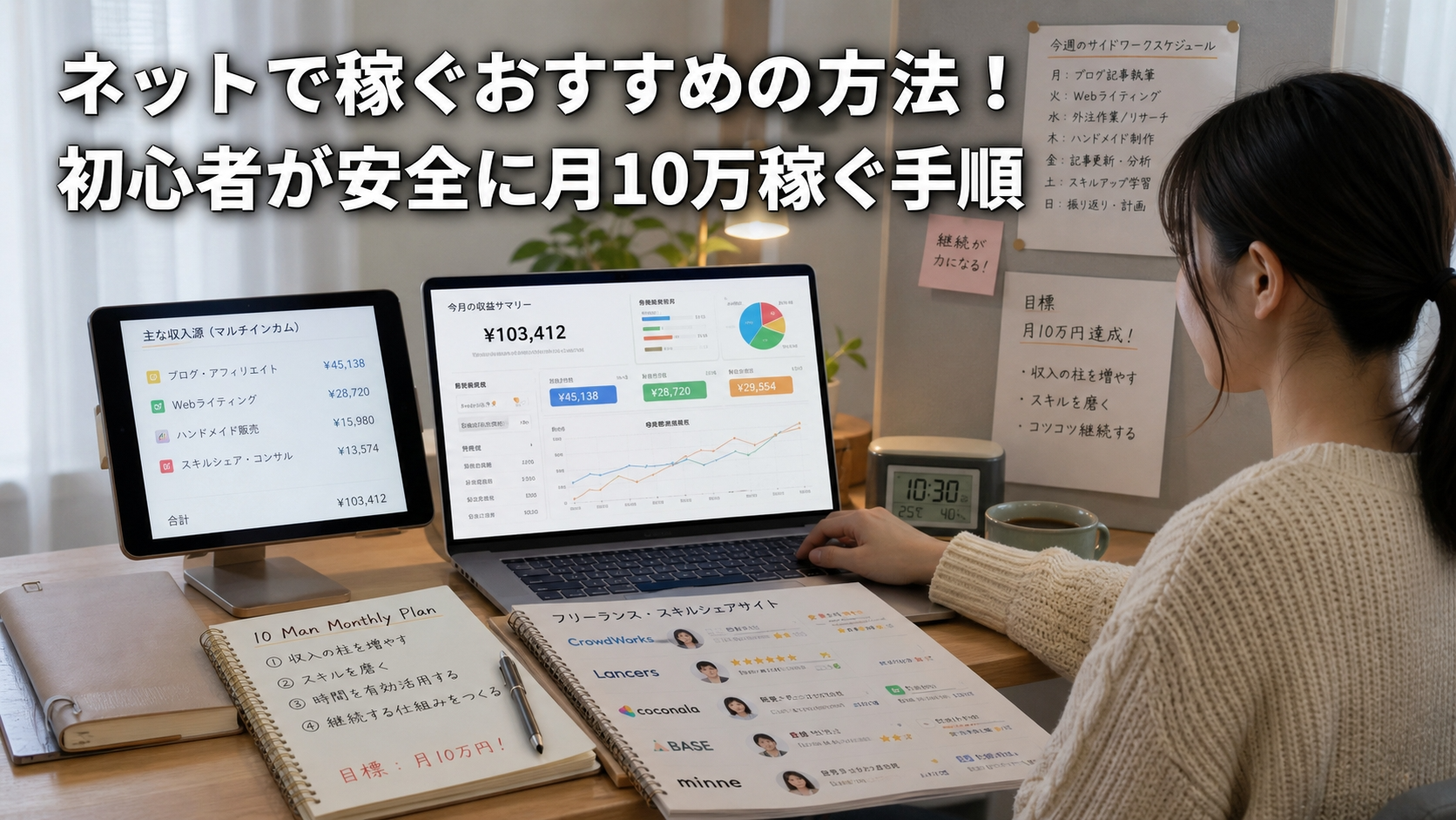 ネットで稼ぐおすすめの方法！初心者が安全に月10万稼ぐ手順