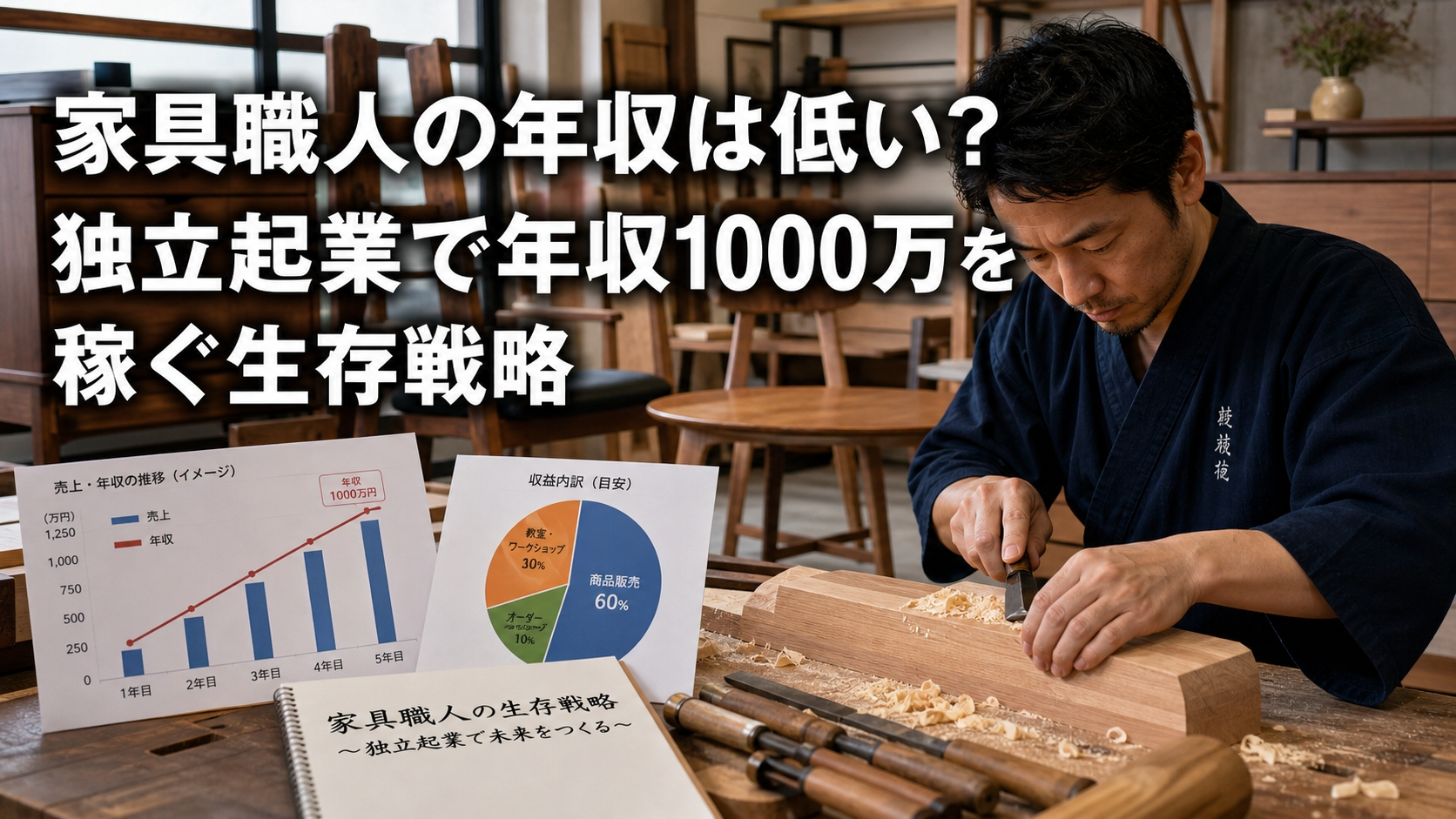 家具職人の年収・給料は低い?家具職人になる方法と独立して収入を伸ばすビジネスモデル