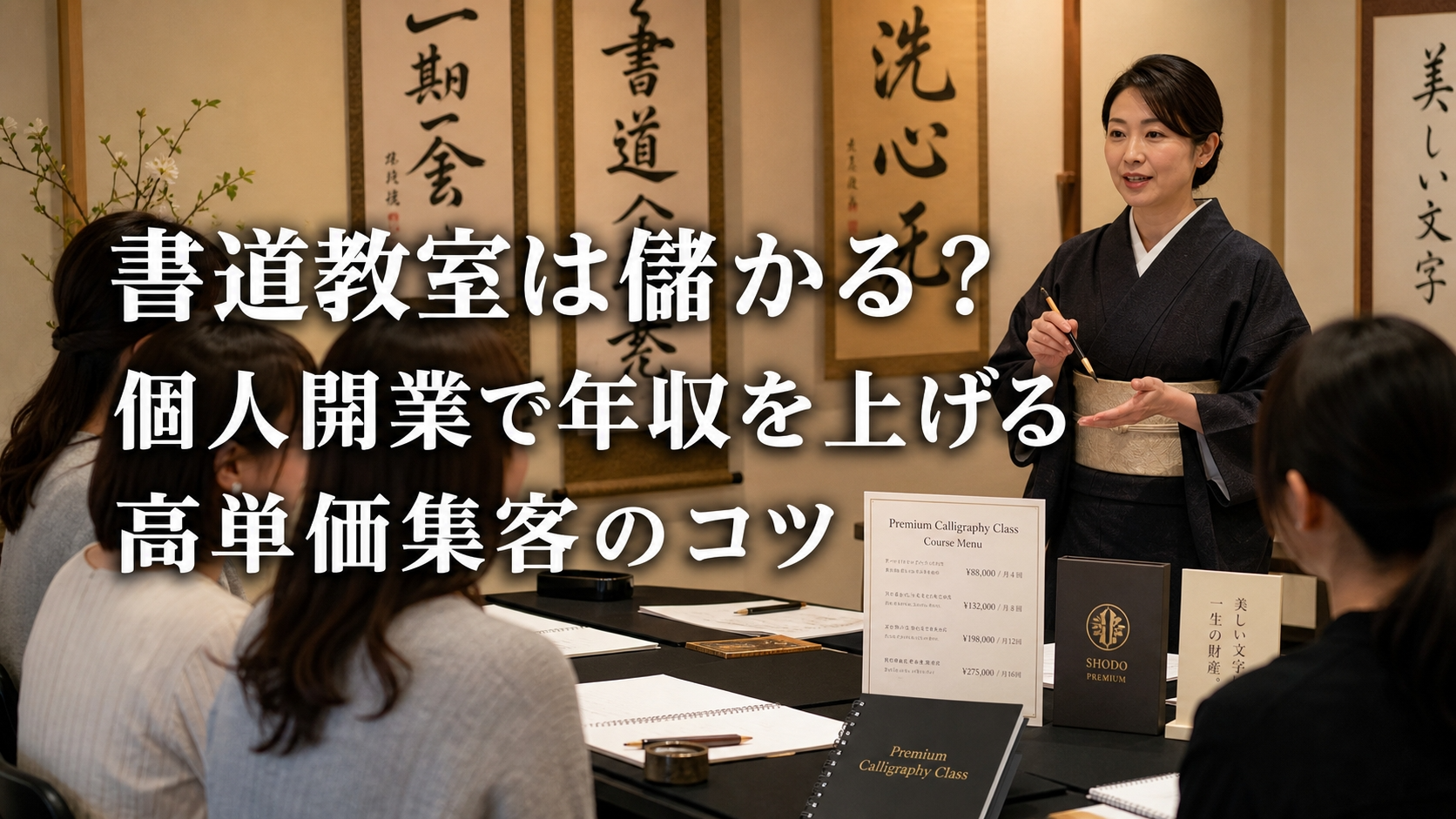 書道教室は儲かる？個人開業で年収を上げる高単価集客のコツ