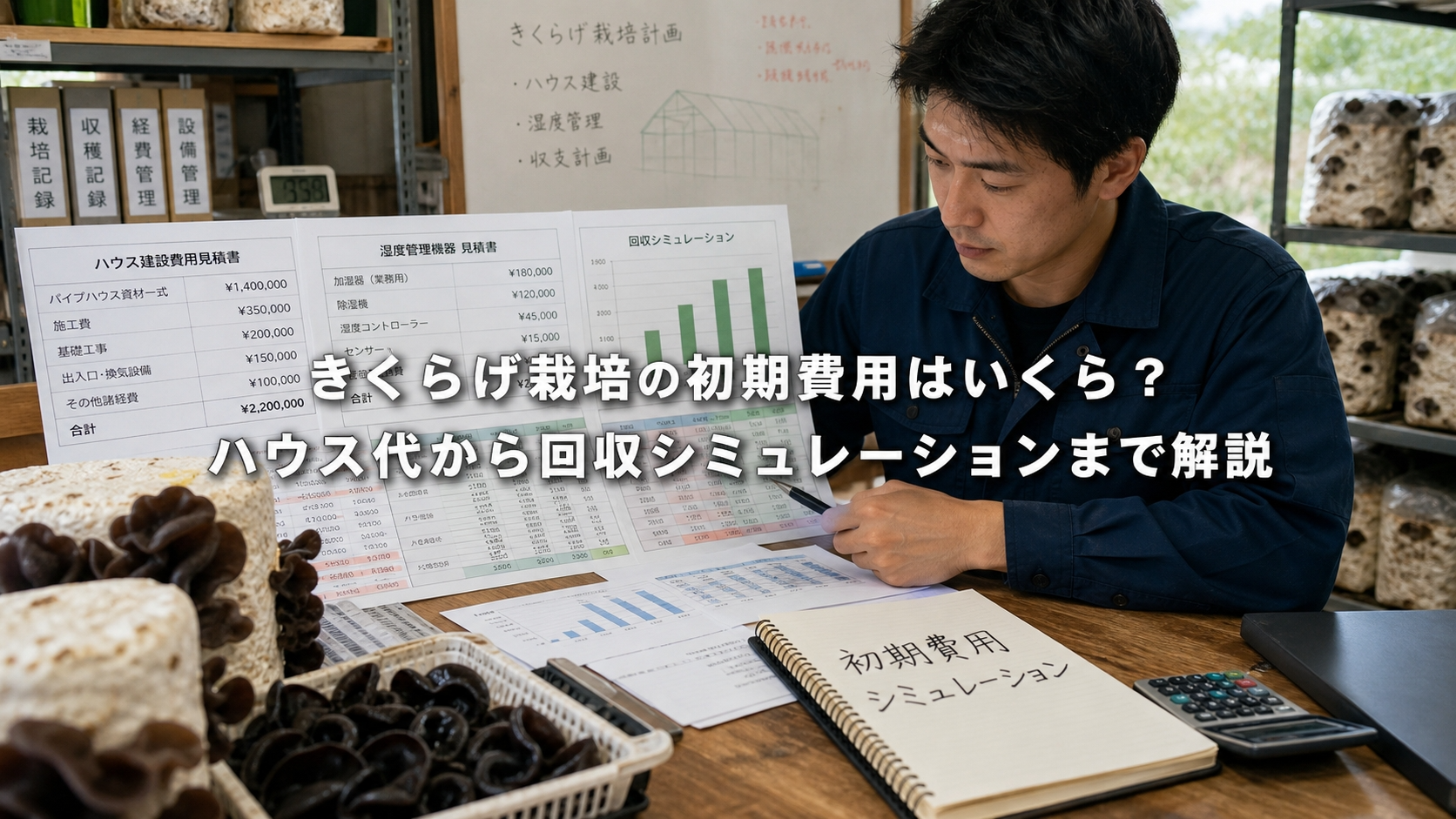 きくらげ栽培の初期費用はいくら？ハウス代から回収シミュレーションまで解説