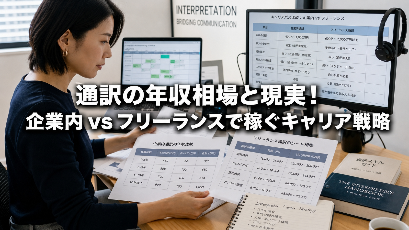 通訳の年収相場と現実！企業内 vs フリーランスで稼ぐキャリア戦略