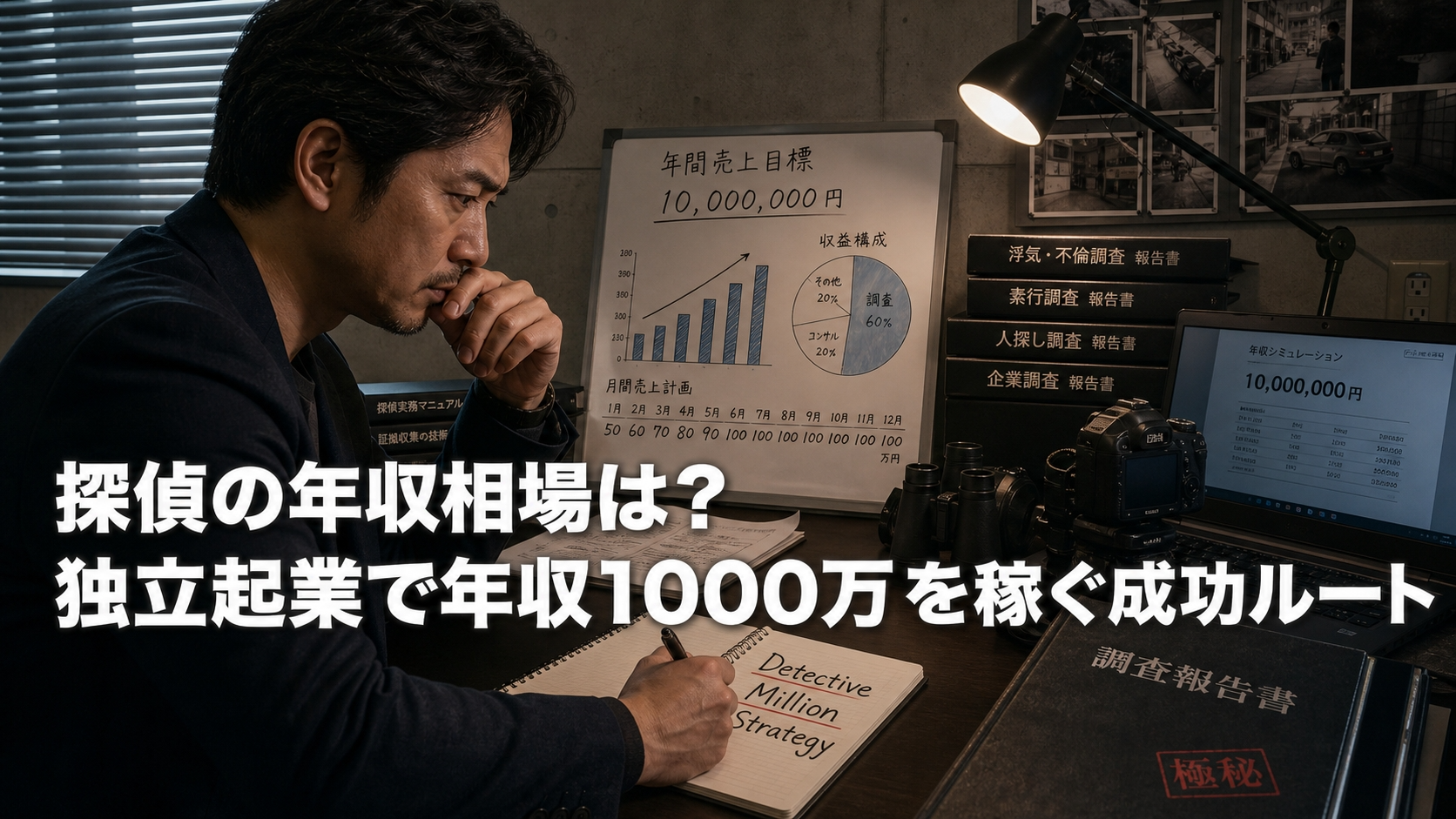 探偵の年収相場は？独立起業で年収1000万を稼ぐ成功ルート