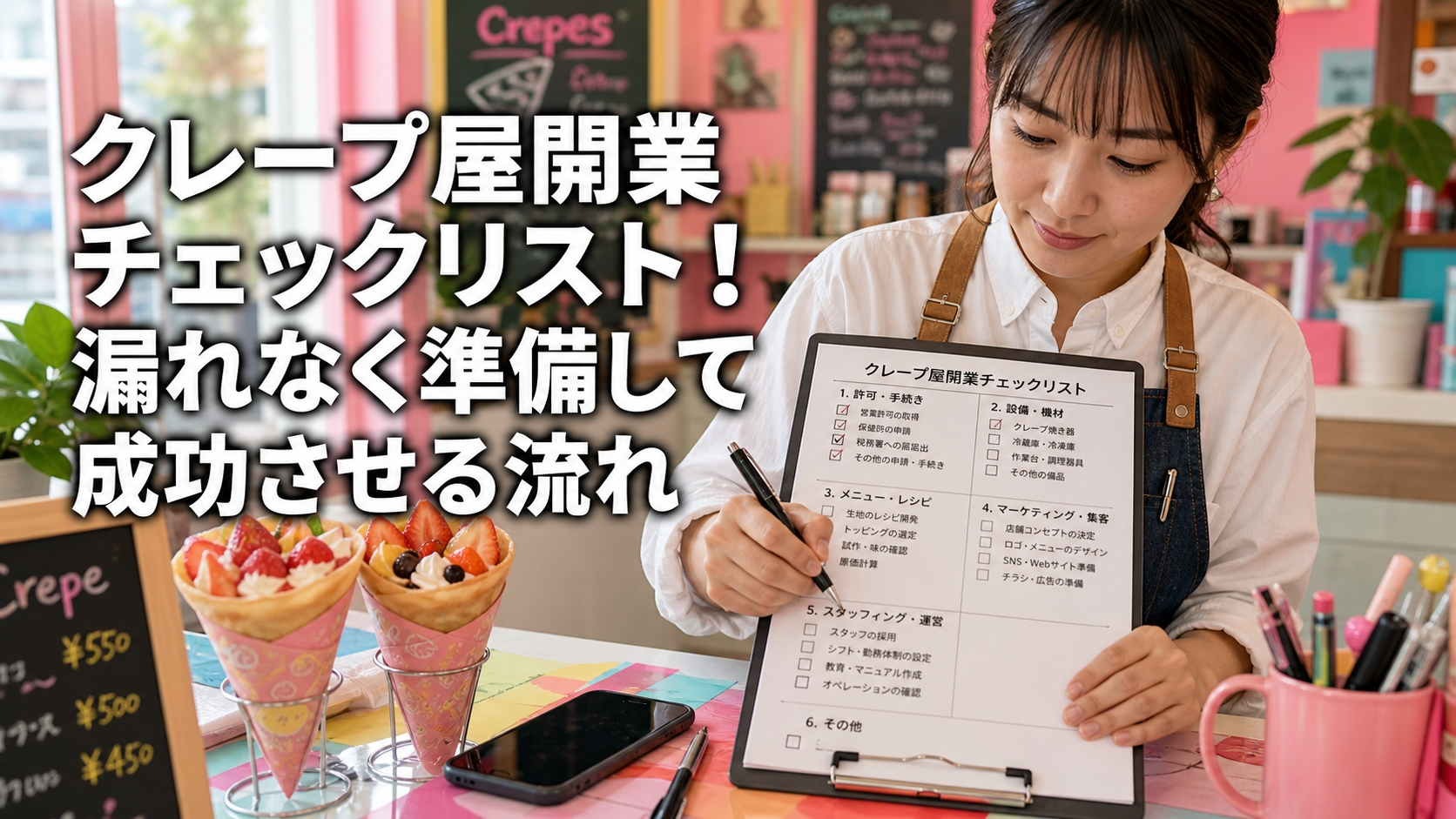 クレープ屋開業チェックリスト！漏れなく準備して成功させる流れ