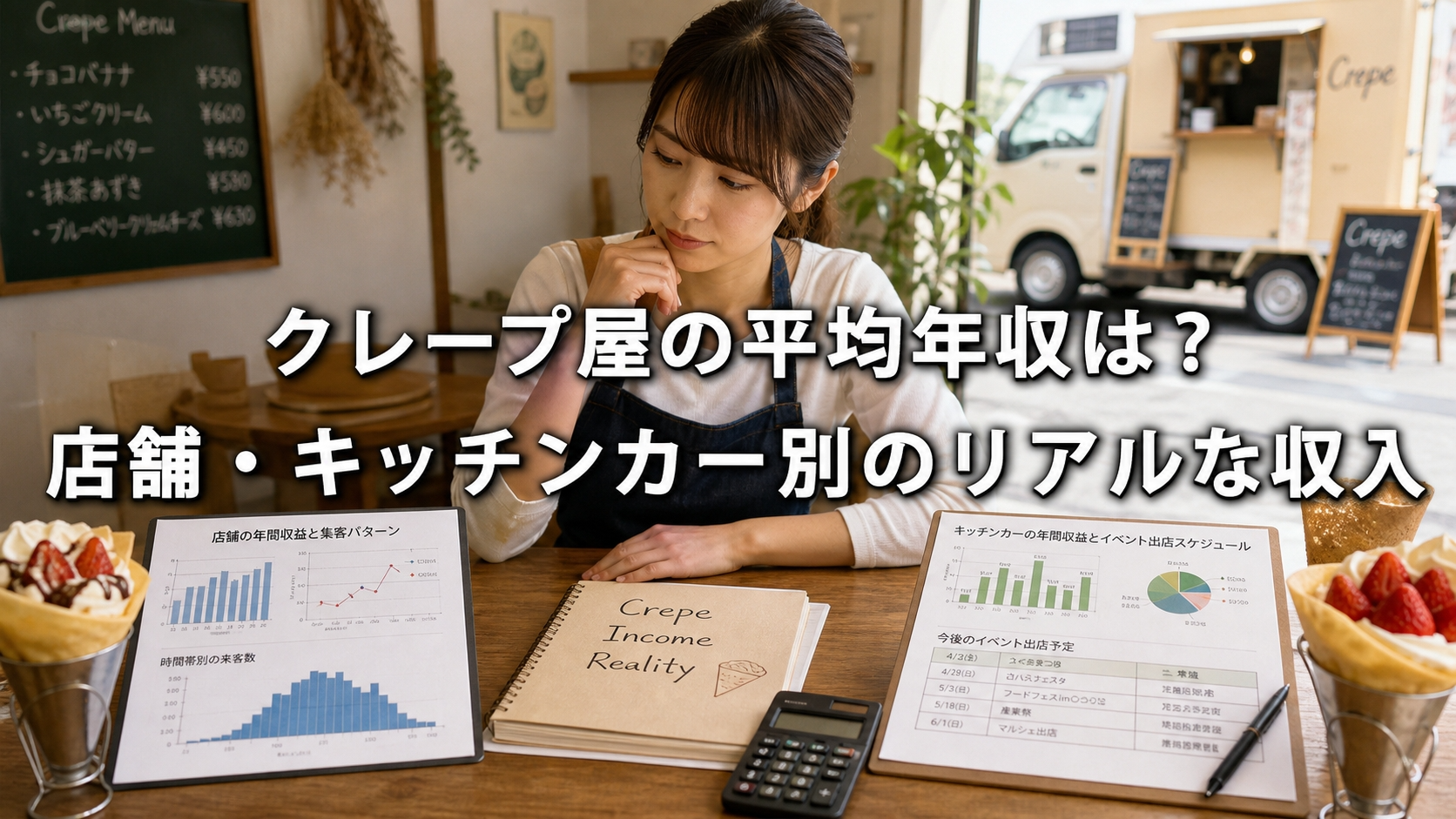クレープ屋の平均年収は？店舗・キッチンカー別のリアルな収入（31文字）