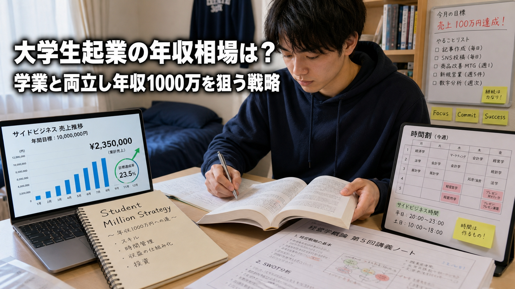 大学生起業の年収相場は？学業と両立し年収1000万を狙う戦略