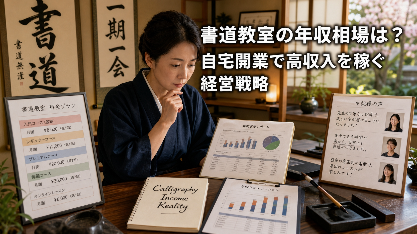 書道教室の年収相場は？自宅開業で高収入を稼ぐ経営戦略