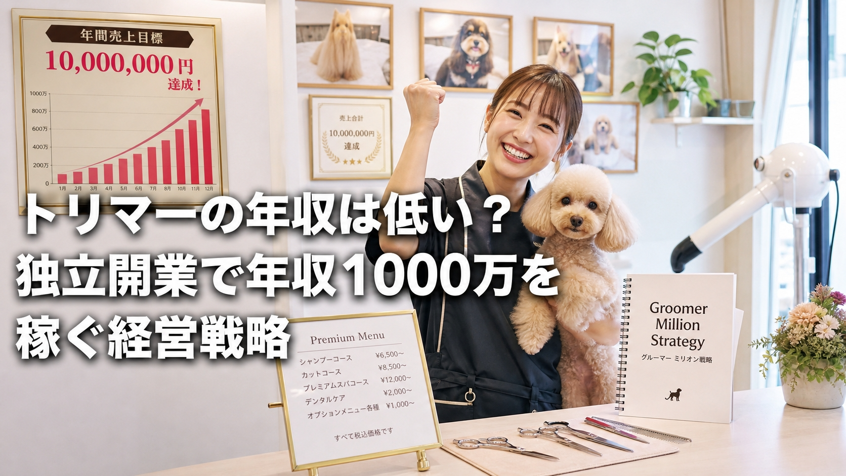 トリマーの年収は低い？独立開業で年収1000万を稼ぐ経営戦略