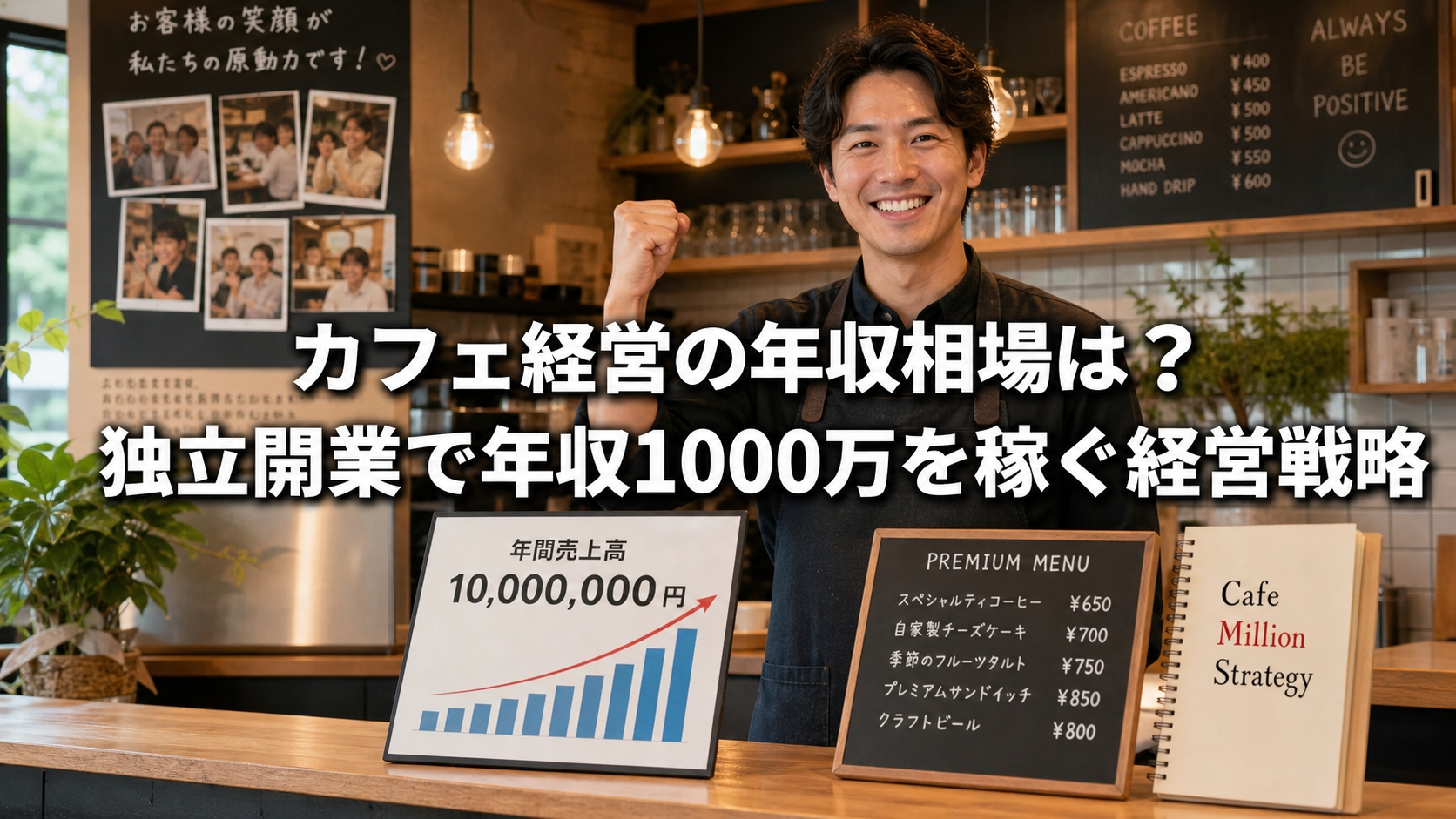 カフェ経営の年収相場は？独立開業で年収1000万を稼ぐ経営戦略