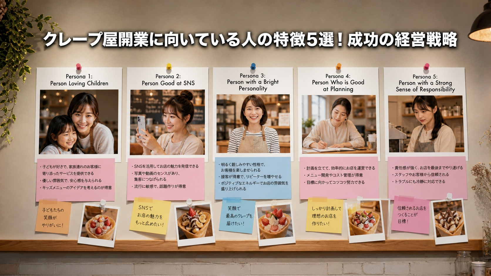 クレープ屋開業に向いている人の特徴5選！成功の経営戦略
