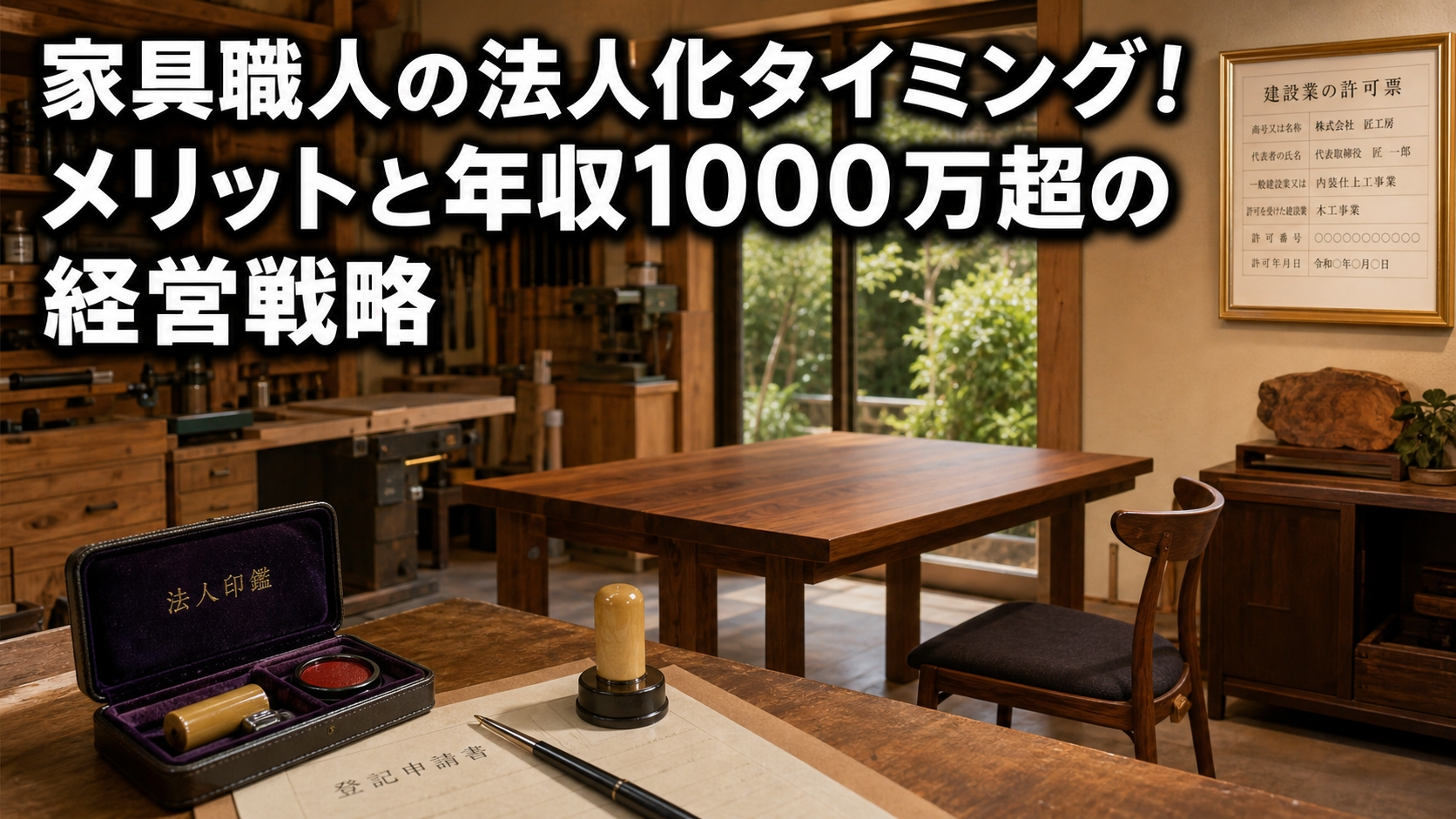 家具職人の法人化タイミング！メリットと年収1000万超の経営戦略