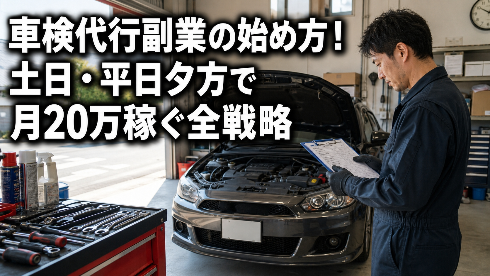 車検代行副業の始め方！土日・平日夕方で月20万稼ぐ全戦略