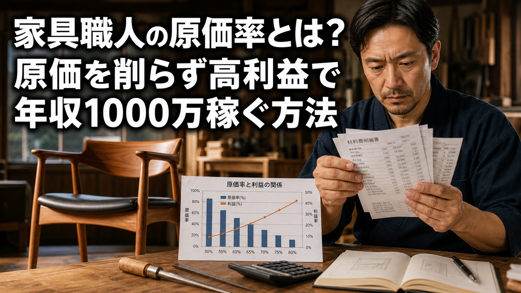 家具職人の原価率とは？原価を削らず高利益で年収1000万稼ぐ方法