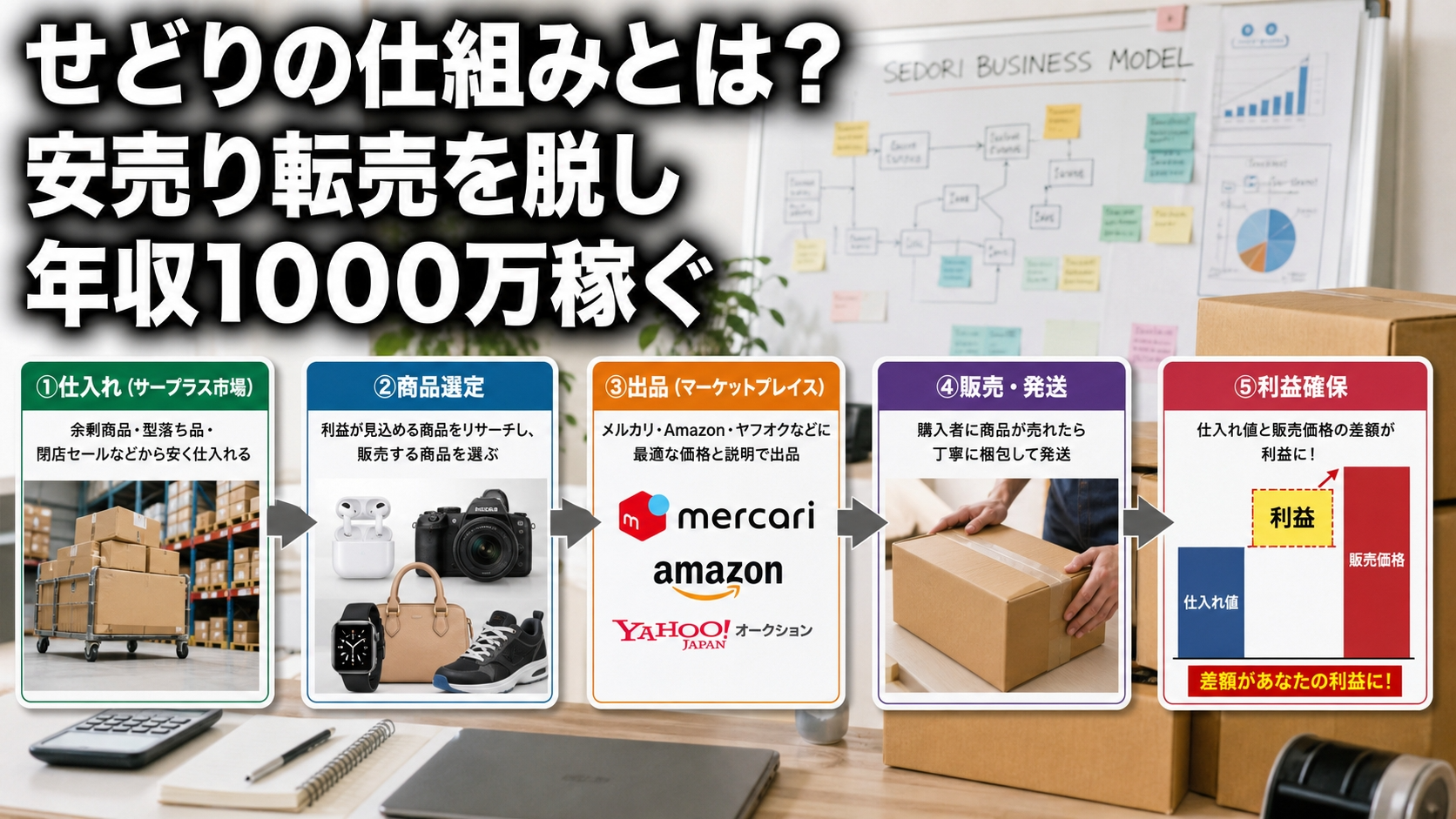 せどりの仕組みとは？安売り転売を脱し年収1000万稼ぐ
