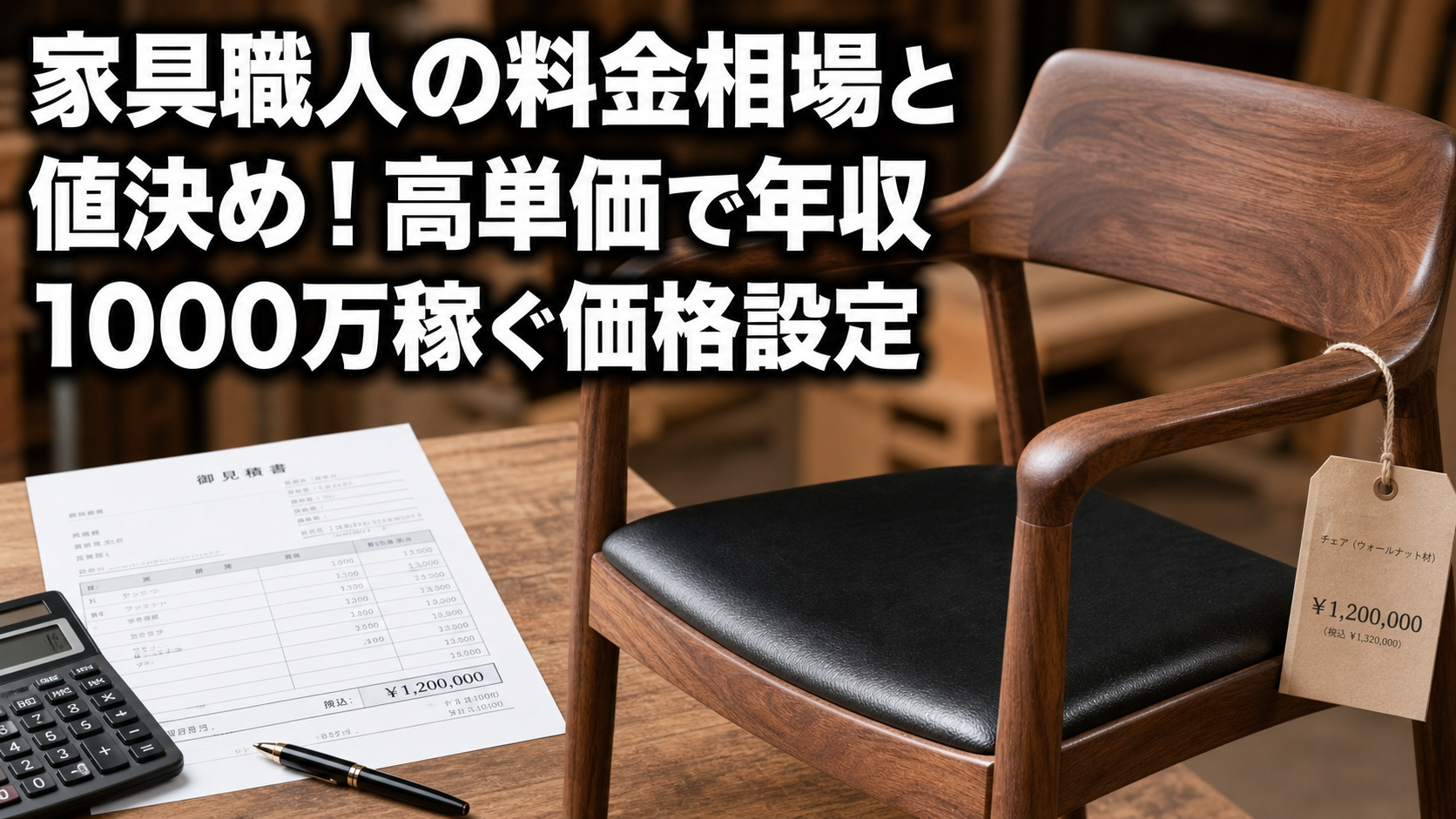 家具職人の料金相場と値決め！高単価で年収1000万稼ぐ価格設定