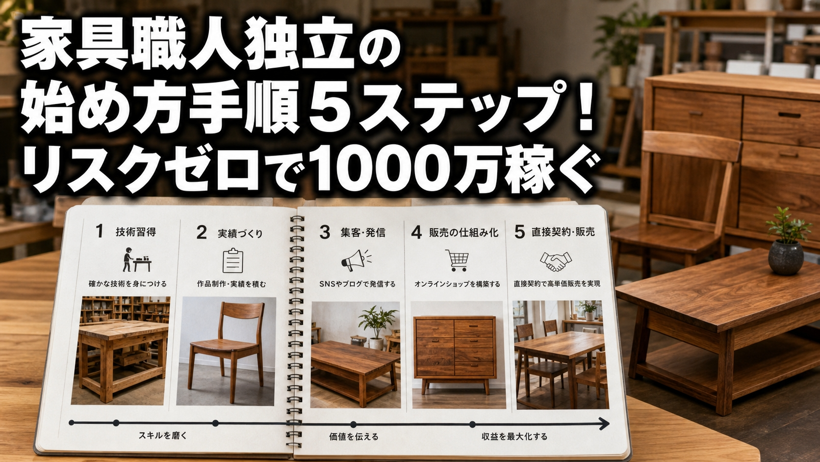 家具職人独立の始め方手順5ステップ！リスクゼロで1000万稼ぐ