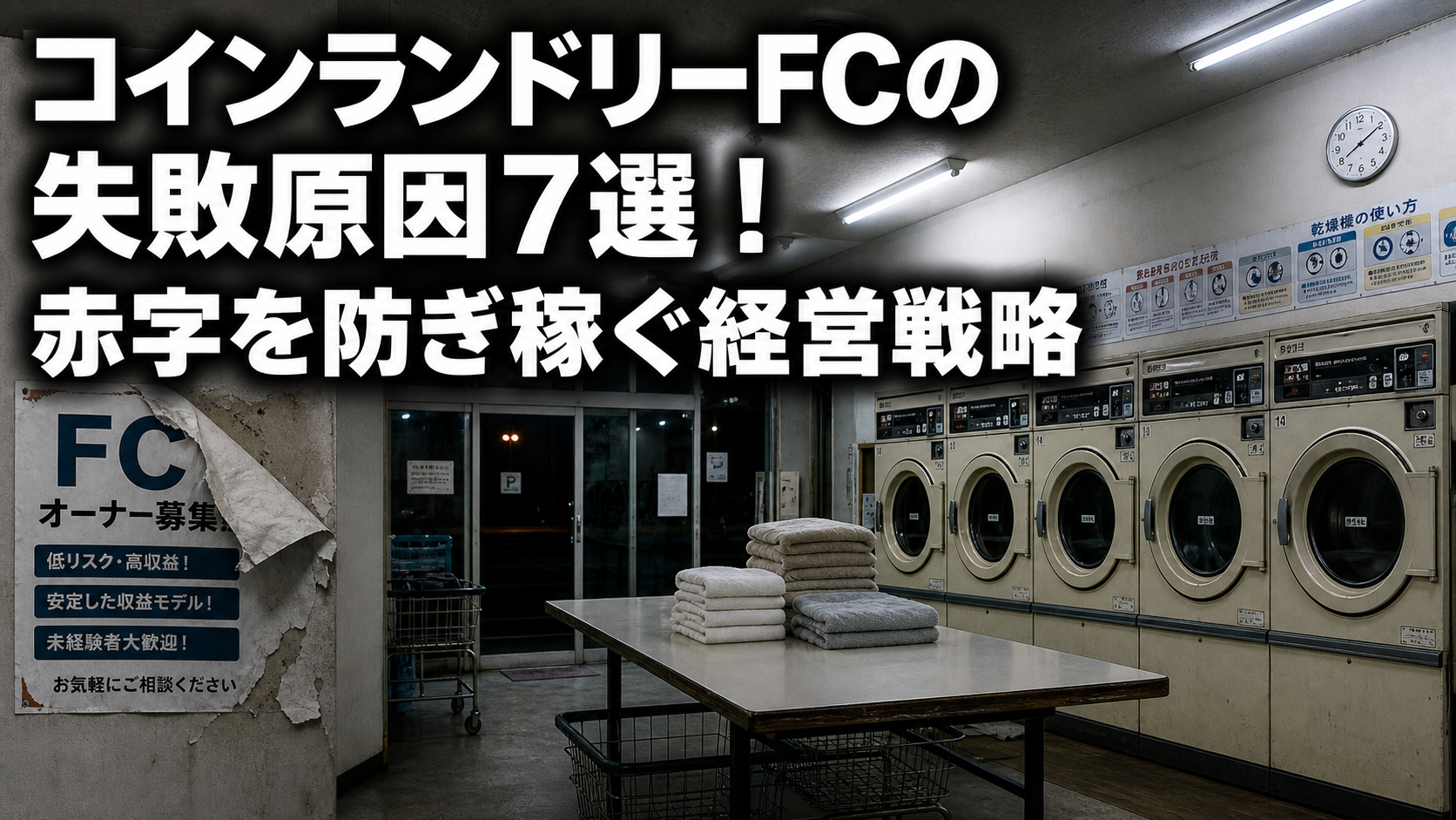 コインランドリーFCの失敗原因7選！赤字を防ぎ稼ぐ経営戦略